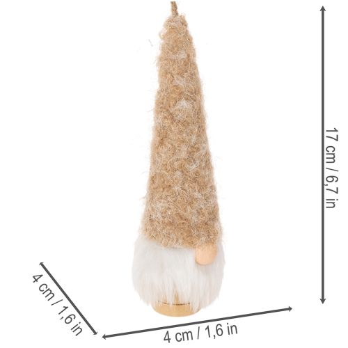 Statuetta decorativa di gnomo con barba da appendere, 17 cm, 6 pezzi | Floristik24.it