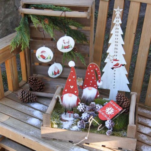 Floristik24 Gnomo in legno decorazione Gnomo natalizio H26/30cm 2pz