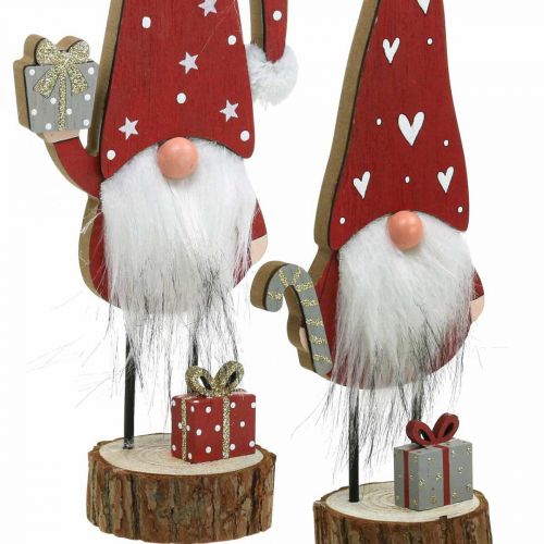 Floristik24 Gnomo in legno decorazione Gnomo natalizio H26/30cm 2pz