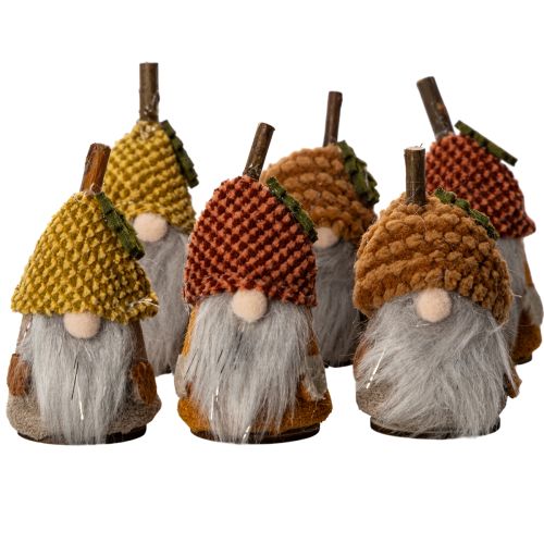 Set di statuine di gnomi con cappello di lana e ghianda, 10 cm, 6 pezzi acquistare | Floristik24.it