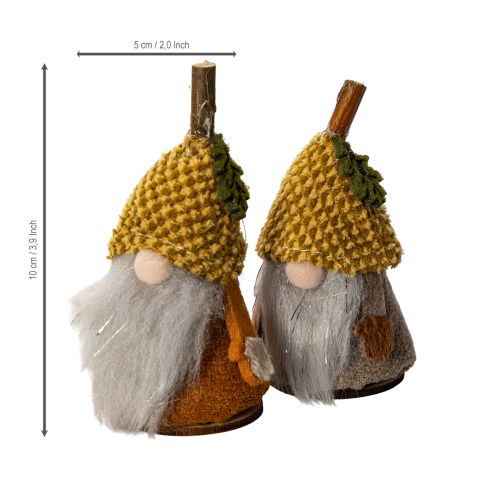 Set di statuine di gnomi con cappello di lana e ghianda, 10 cm, 6 pezzi | Floristik24.it