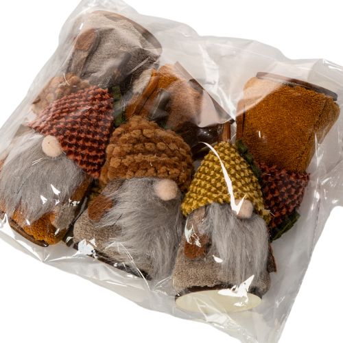 Set di statuine di gnomi con cappello di lana e ghianda, 10 cm, 6 pezzi | Floristik24.it