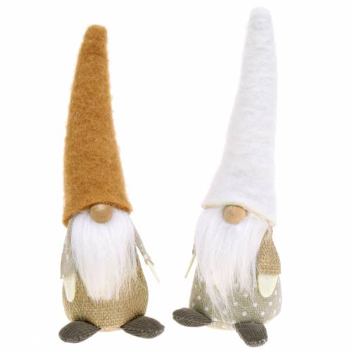 Imp con barba marrone, bianco, naturale 16cm 2 pezzi
