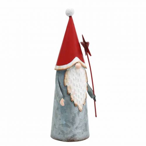 Floristik24 Elfo di Natale con stella 18 cm rosso, grigio metallo 2 pezzi