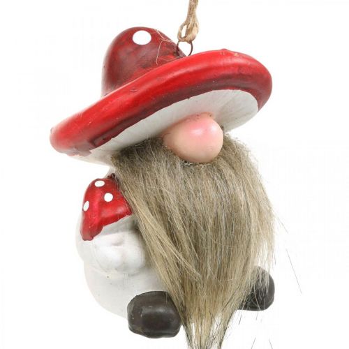 Floristik24 Nano decorativo in ceramica da appendere con cappello a fungo rosso, bianco H8cm 4pz