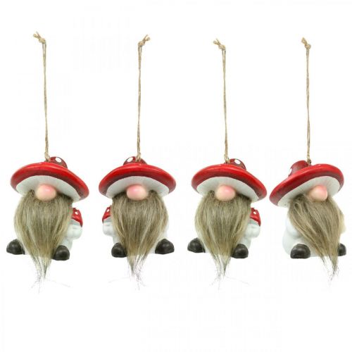 Floristik24 Nano decorativo in ceramica da appendere con cappello a fungo rosso, bianco H8cm 4pz