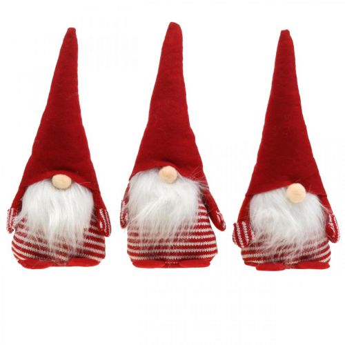 Floristik24 Gnomo con barba, decorazione dell&#39;Avvento, nano decorativo H24cm L9cm 3 pezzi