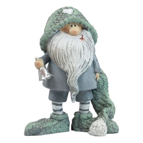 Floristik24 Gnomo Gnomo natalizio figura decorativa grigio verde 10,5×7×14 cm