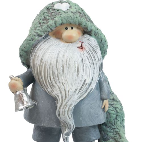 Floristik24 Gnomo Gnomo natalizio figura decorativa grigio verde 10,5×7×14 cm