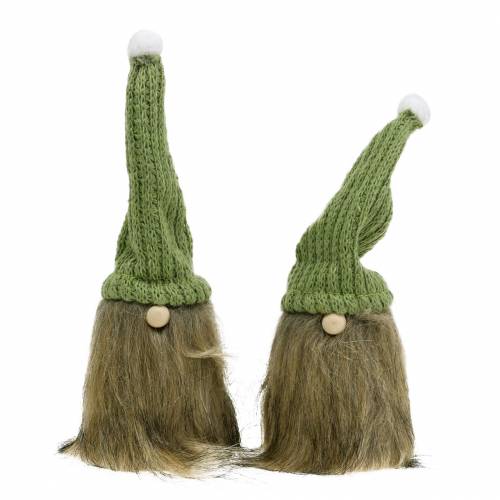 Floristik24 Gnomo con cappello di lana verde 21 cm 2 pezzi