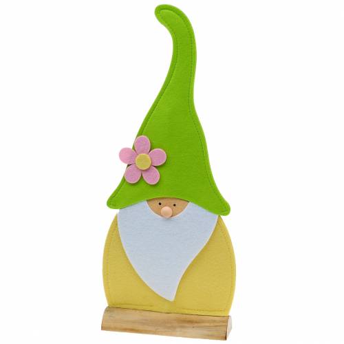 Floristik24 Gnome in piedi in feltro verde, giallo, bianco, rosa 33cm × 7cm H81cm per vetrina