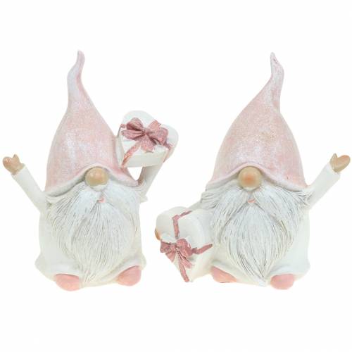 Floristik24 Decorazione natalizia gnomo rosa / bianco 11,5 cm 2 pezzi