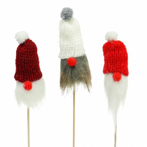 Prodotto Gnomo da attaccare con cappello lavorato a maglia rosso, bianco, grigio 11–13 cm L34–35,5 cm 12 pezzi