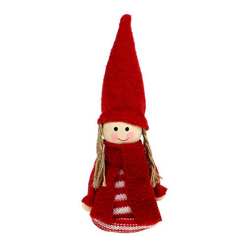 Floristik24 Gnome girl 12cm rosso, bianco 6 pezzi
