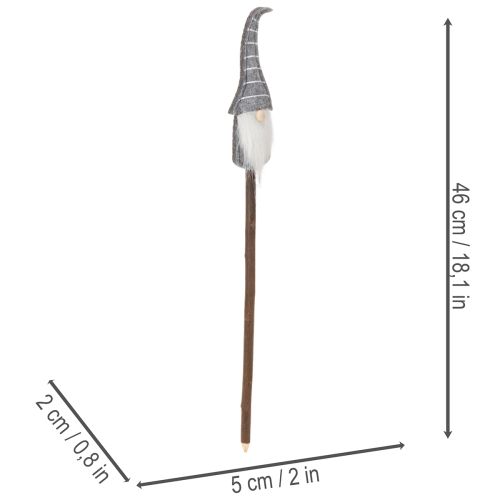 Gnomo decorativo con cappello a righe su bastoncino di legno, 46 cm, 6 pezzi | Floristik24.it