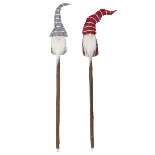 Gnomo decorativo con cappello a righe su bastoncino di legno, 46 cm, 6 pezzi | Floristik24.it