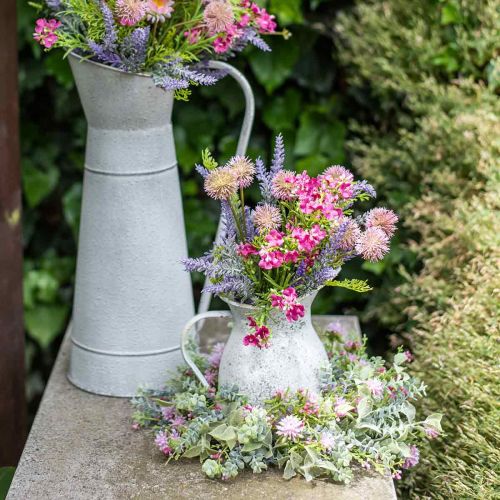 Floristik24 Ghirlanda di prato floccata con trifoglio rosa, verde Ø30cm