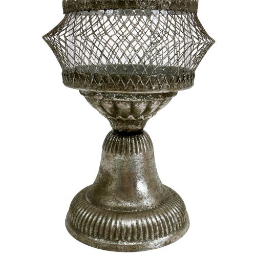 Floristik24 Lanterna in vetro antico e metallo Ø14cm H27cm