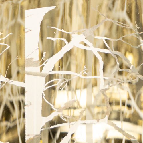 Lanterna in vetro con decorazione a ramo, interno dorato, 12 cm | Floristik24.it