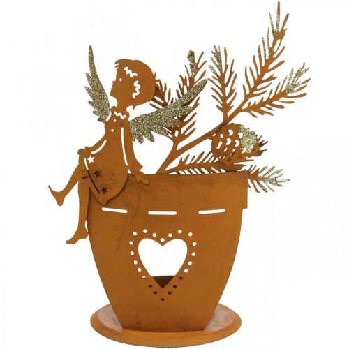 Prodotto Portacandele Decorazione angelo natalizio decorazione ruggine Ø8cm H18cm