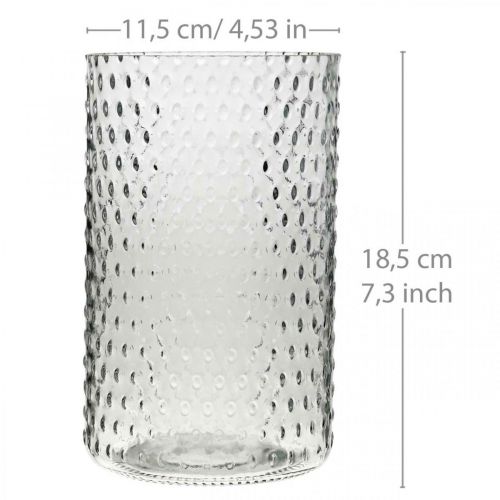 Floristik24 Vaso per fiori, vaso in vetro, candela in vetro, lanterna in vetro Ø11,5 cm H18,5 cm