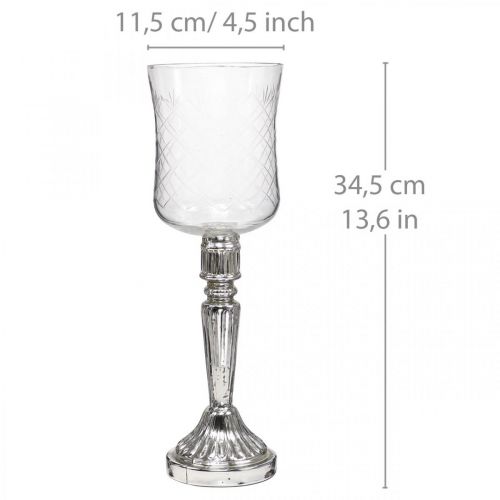 Prodotto Lanterna vetro candela vetro aspetto antico trasparente, argento Ø11.5cm H34.5cm