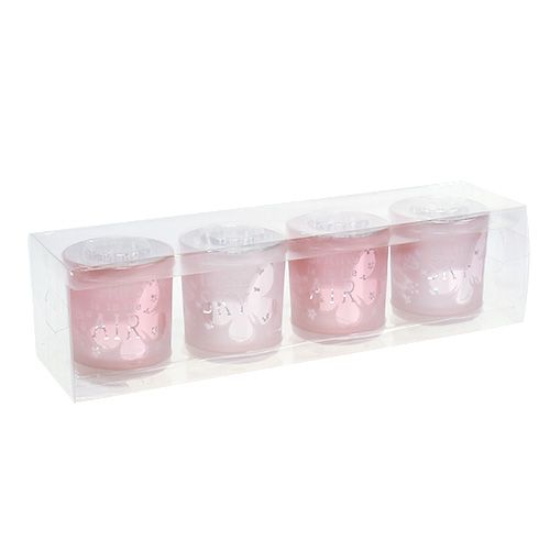 Floristik24 Rosa chiaro vetro vento Ø7,5 cm H8 cm 4 pezzi