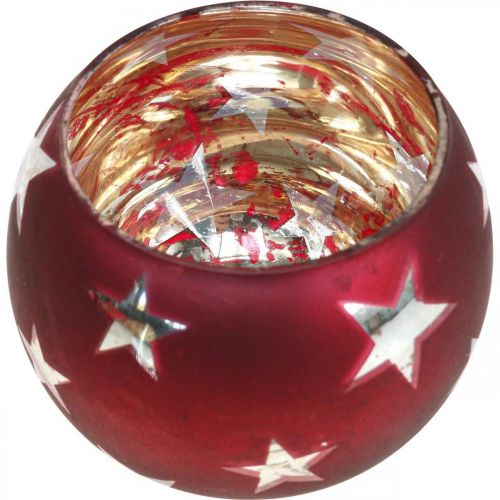 Prodotto Lanterna in vetro tealight in vetro con stelle rosse Ø9cm H7cm