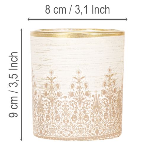 Portacandele in vetro con motivo floreale, Ø8cm H9cm, 2 pezzi | Floristik24.it