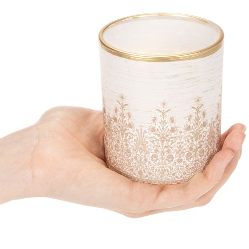 Portacandele in vetro con motivo floreale, Ø8cm H9cm, 2 pezzi | Floristik24.it