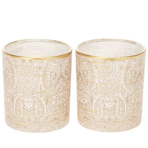 Portacandele in vetro con motivo paisley, Ø8cm, H9cm, 2 pezzi acquistare | Floristik24.it