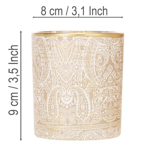 Portacandele in vetro con motivo paisley, Ø8cm, H9cm, 2 pezzi | Floristik24.it