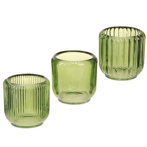 Prodotto Portacandele in vetro lanterna retrò verde 8 cm 6 pezzi