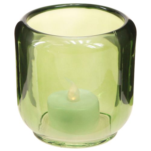 Portacandele in vetro lanterna retrò verde 8 cm 6 pezzi