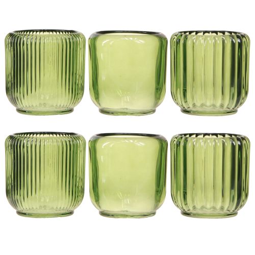 Prodotto Portacandele in vetro lanterna retrò verde 8 cm 6 pezzi