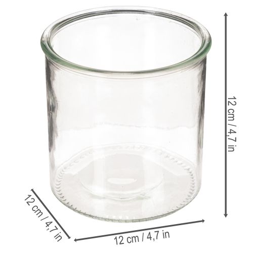 Portacandele in vetro, rotondo, trasparente, versatile, 12 cm, 2 pezzi | Floristik24.it
