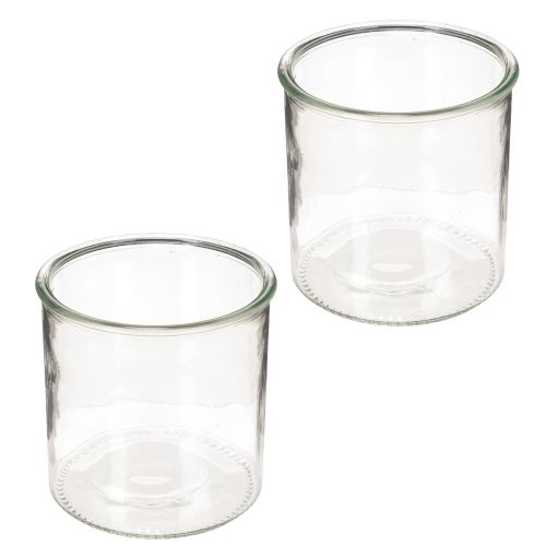 Portacandele in vetro, rotondo, trasparente, versatile, 12 cm, 2 pezzi | Floristik24.it