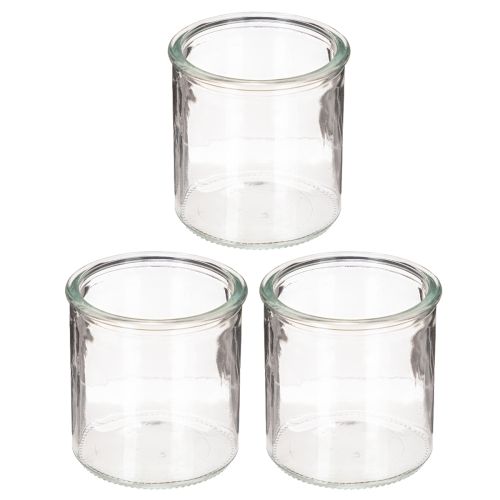 Portacandele votivo rotondi in vetro trasparente, 8 cm, 3 pezzi | Floristik24.it