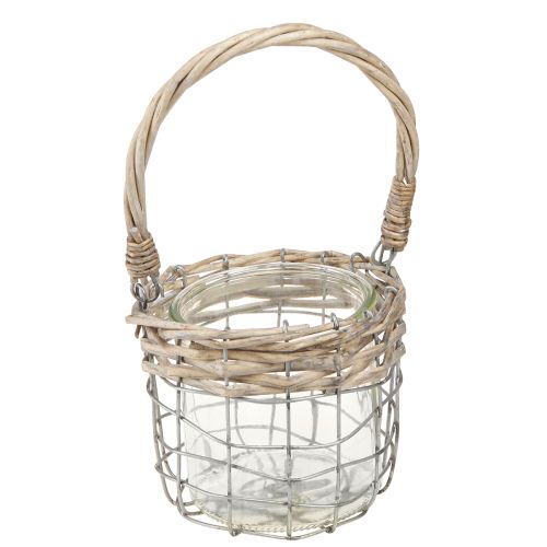 Floristik24 Lanterna sospesa decorazione metallo vetro salice Ø13cm H12cm 2pz