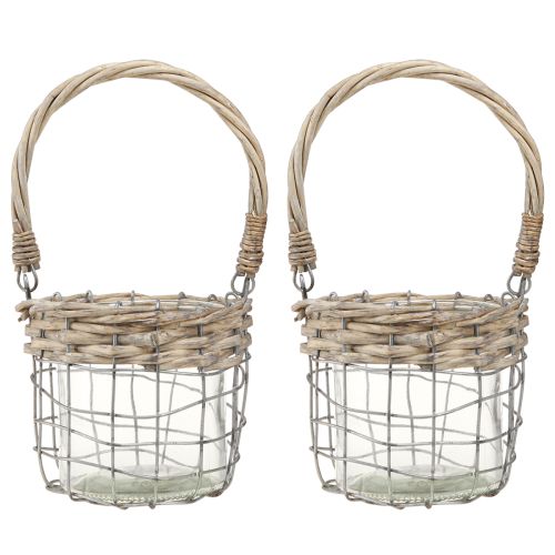 Prodotto Lanterna sospesa decorazione metallo vetro salice Ø13cm H12cm 2pz