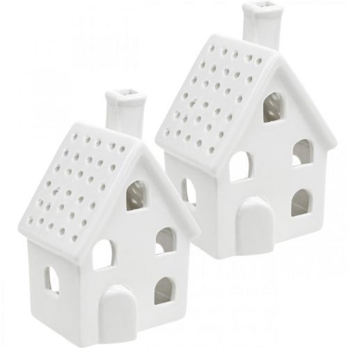 Casa di luce del vento casa di luce in ceramica Avvento bianco H14cm 2pz