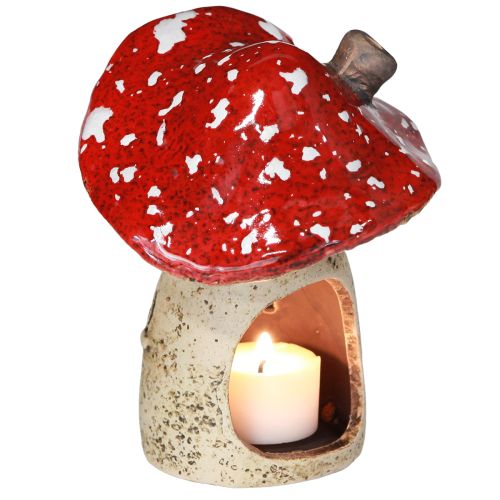 Prodotto Lanterna in ceramica a forma di fungo, decorazione autunnale H12,5/14 cm, 2 pezzi