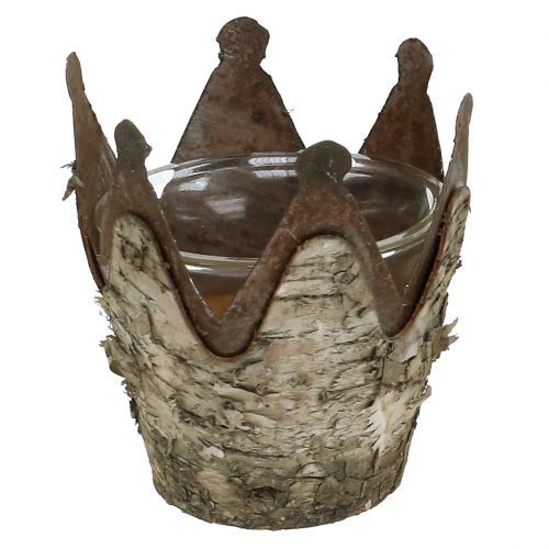 Floristik24 Corona lanterna con betulla e metallo Ø7cm H7.5cm 3 pezzi