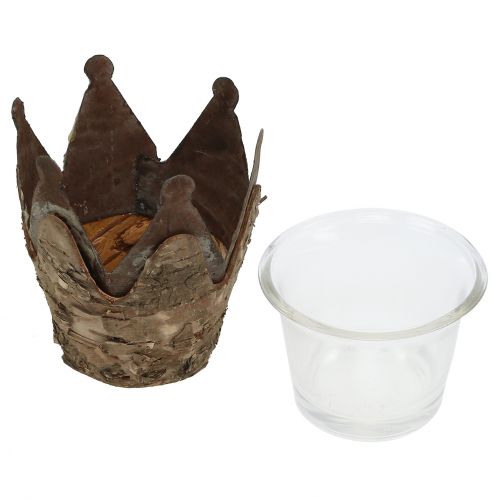 Floristik24 Corona lanterna con betulla e metallo Ø7cm H7.5cm 3 pezzi