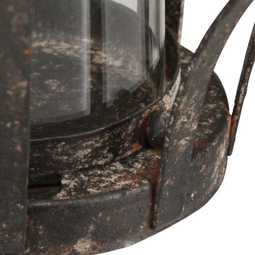 Prodotto Lanterna Corona Marrone Ruggine Con Candela In Vetro Ø14cm H18cm