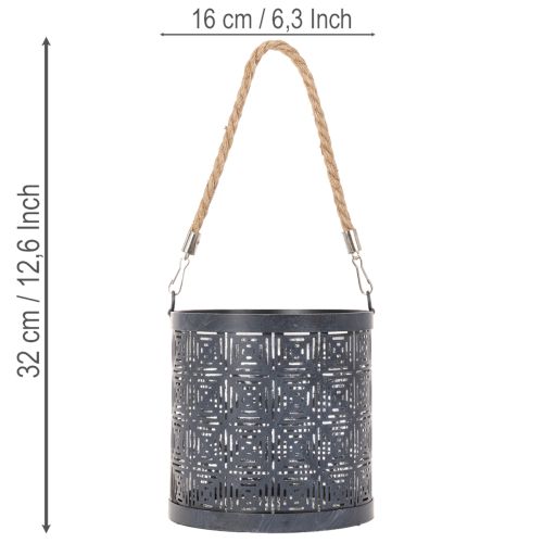 Portacandele in metallo, lanterna decorativa con manico, antracite, Ø16cm, 2 pezzi | Floristik24.it