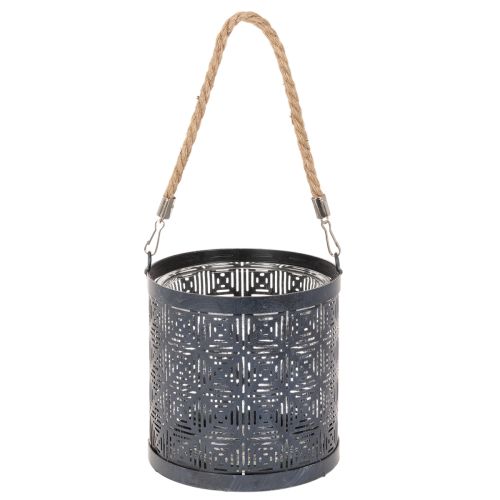 Portacandele in metallo, lanterna decorativa con manico, antracite, Ø16cm, 2 pezzi | Floristik24.it