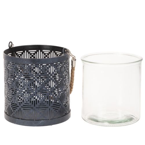 Portacandele in metallo, lanterna decorativa con manico, antracite, Ø16cm, 2 pezzi | Floristik24.it