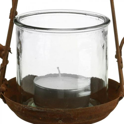 Floristik24 Lanterna metallo teiera in vetro decoro patinato Ø15cm H26cm