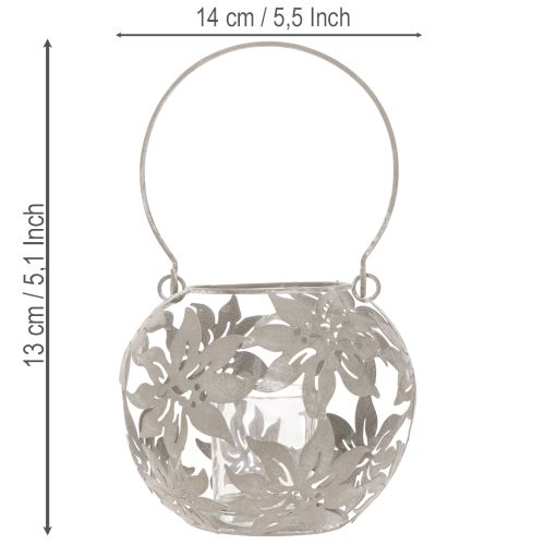 Lanterna decorativa in metallo da appendere, grigia, Ø14cm H13cm | Floristik24.it